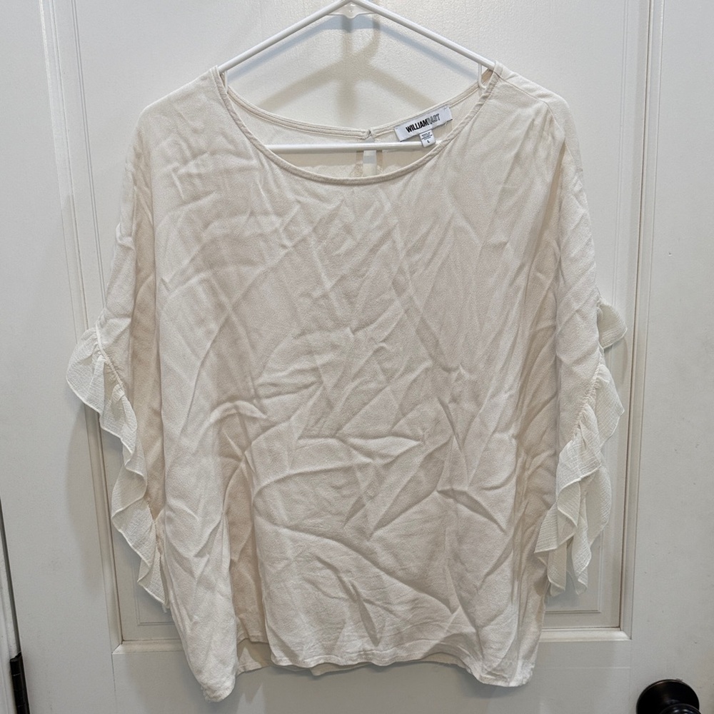 William Rast Cream Blouse with Ruffle Sleeves
